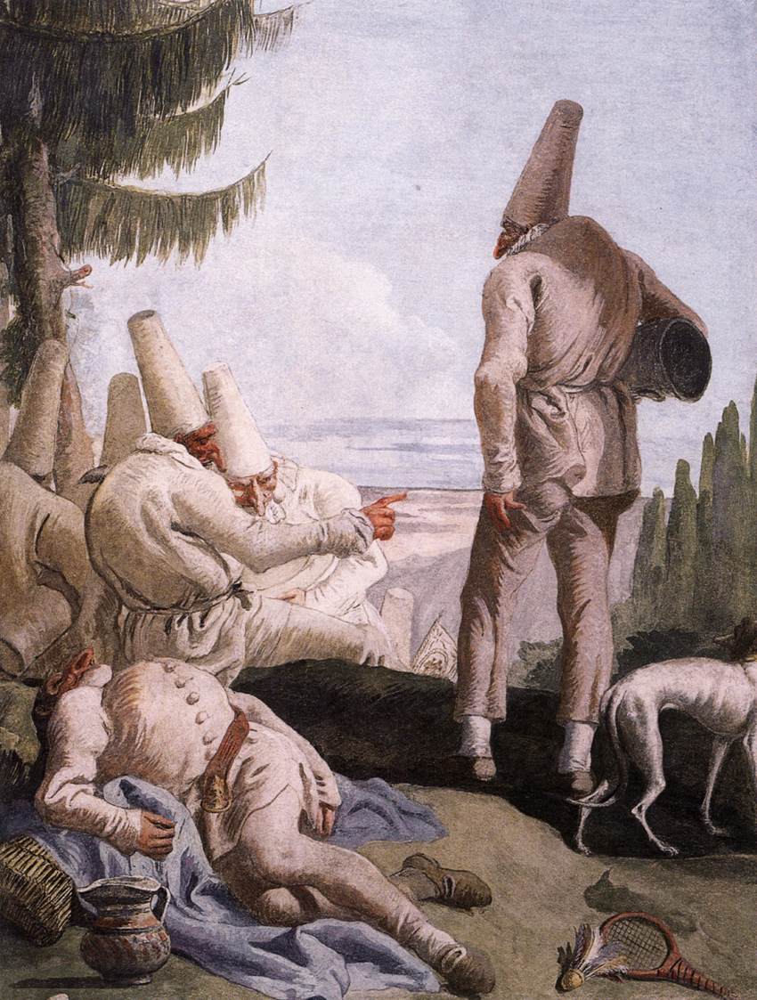 Уход Пульчинеллы, фреска Дж.Д.Тьеполо (1797)